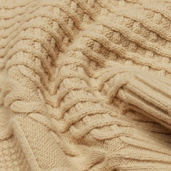 Aritzia Sunday Best Peggy Cropped Merino Wool Cable Knit Cream Sweater 2XS - Picture 6 of 14